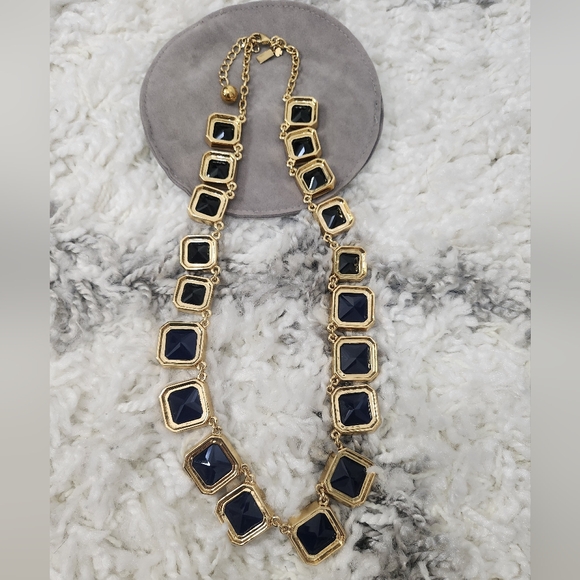 Kate Spade black & blue enamel gold hardware long necklace - Picture 7 of 9